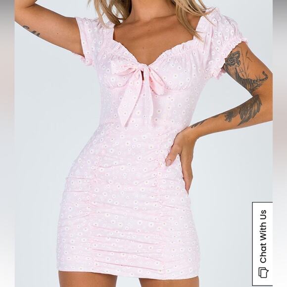 Princess Polly Back To Paris Pink Floral Print Mini Dress Coquette Size 2 - Picture 2 of 7